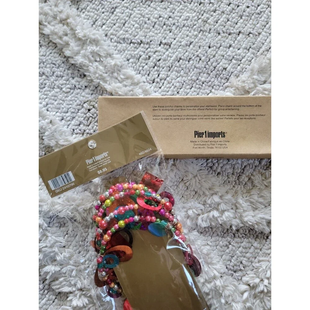 Pier 1 Imports Beaded Drink Charms And Beaded Bottle Cover NWT